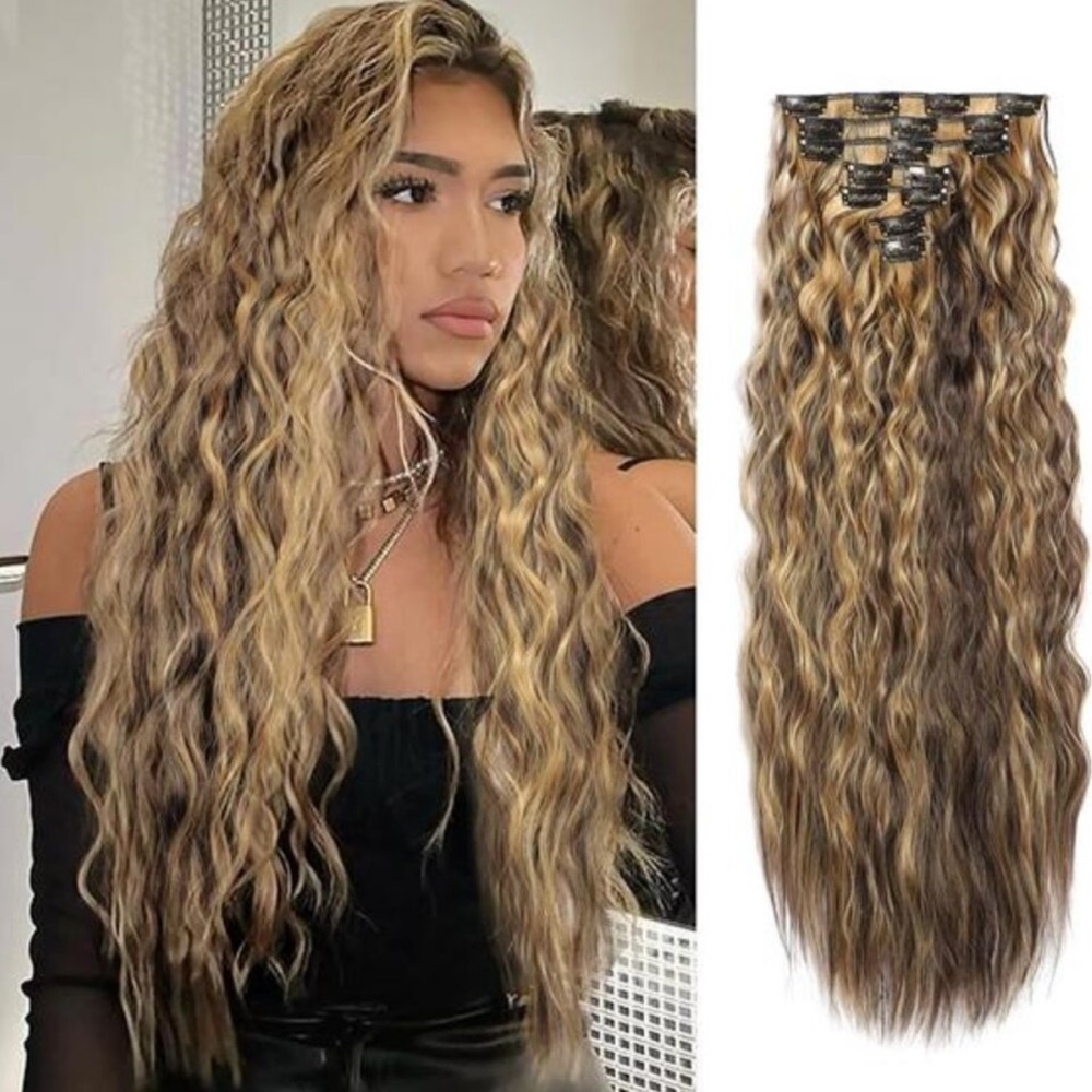 Curly Clip In Hair Extension 7PCS 4H27#